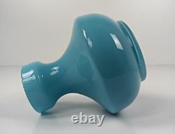 Vase en verre art opaline vintage bleu aqua italien NOS rétro