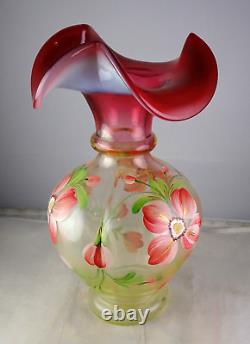 Vase en verre d'art Fenton de la collection Trésors en or opalescent Topaze Ambre Vintage