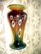 Vase En Verre D'art Kerry Michael Harris Plumes De Paon Soufflé à La Main Opalin Irlande