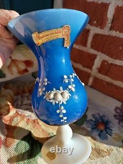 Vase en verre d'art appliqué en opaline véritable français vintage de Pierre Schneider