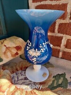Vase en verre d'art appliqué en opaline véritable français vintage de Pierre Schneider