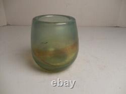 Vase en verre d'art iridescent opalescent craquelé de Dominic Labino de 1966