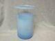 Vase En Verre D'art Opalescent Bleu En Forme De Cylindre Soufflé à La Main Vintage