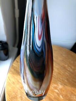 Vase en verre d'art tourbillon de Murano, verre opalescent multicolore soufflé à la main, vintage