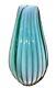 Vase En Verre D'art Turquoise Vert Opalescent à Côtes Vintage Murano Ferro Italarts