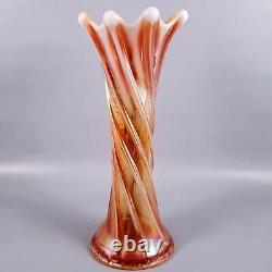 Vase en verre de carnaval à côtes larges, opalescent et doré de Dugan Antique