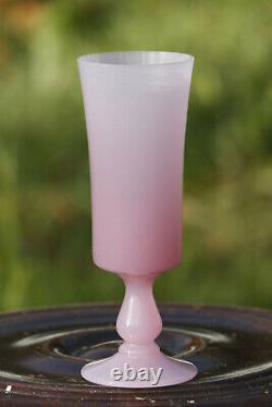 Vase en verre de tige de bourgeon opaline rose italienne vintage 15,5 cm 6 pouces base rose Murano