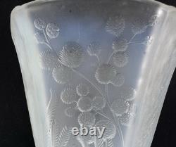 Vase en verre français ETLING Wattle opalescent blanc Art Déco antique France