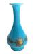 Vase En Verre Opalin Bleu Doré à L'or Ancien De Style Baccarat