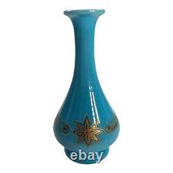 Vase en verre opalin bleu doré à l'or antique français
