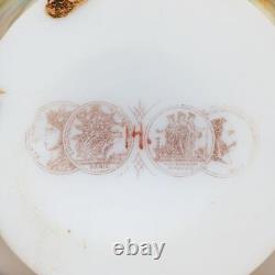 Vase en verre opalin d'art bohémien peint à la main par Josef Ahne, marque d'exposition du XIXe siècle