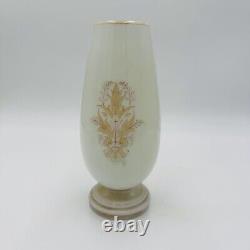 Vase en verre opalin d'art bohémien peint et signé portrait 9 pouces antique