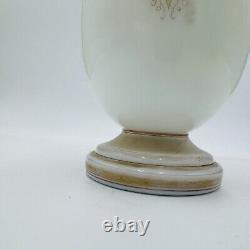 Vase en verre opalin d'art bohémien peint et signé portrait 9 pouces antique