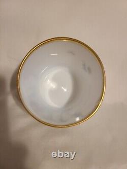 Vase en verre opalin français ancien émaillé avec scène de cour en rococo