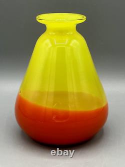 Vase en verre opalin tchèque Loetz Orange & Jaune Tango Art Déco Verre d'Art Vintage