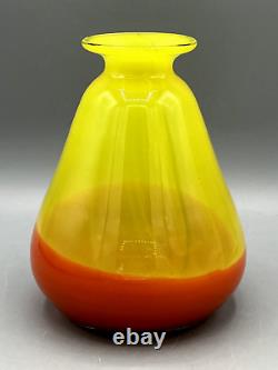 Vase en verre opalin tchèque Loetz Orange & Jaune Tango Art Déco Verre d'Art Vintage