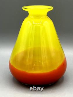 Vase en verre opalin tchèque Loetz Orange & Jaune Tango Art Déco Verre d'Art Vintage