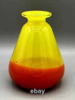 Vase en verre opalin tchèque Loetz Orange & Jaune Tango Art Déco Verre d'Art Vintage