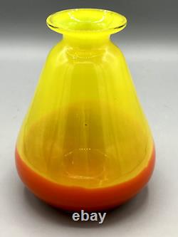 Vase en verre opalin tchèque Loetz Orange & Jaune Tango Art Déco Verre d'Art Vintage