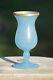 Vase En Verre Opaline Bleu Italien Vintage Avec Bordure En Perles D'ormolu 14cm 5.5 Pouces Murano Nason