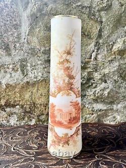 Vase opalin peint à la main Art Nouveau antique vers 1890