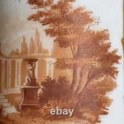 Vase opalin peint à la main Art Nouveau antique vers 1890