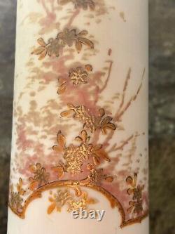 Vase opalin peint à la main Art Nouveau antique vers 1890