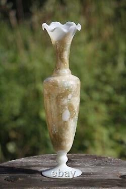 Vase opaline marbrée vintage Stelvia Italie avec étiquette 26,5cm 10,4 pouces