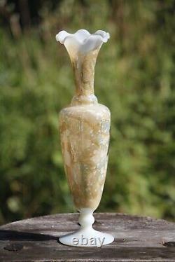 Vase opaline marbrée vintage Stelvia Italie avec étiquette 26,5cm 10,4 pouces