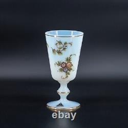 Vase ou gobelet en verre opaline ancien français blanc peint à la main 'Bulle de savon'