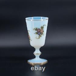 Vase ou gobelet en verre opaline ancien français blanc peint à la main 'Bulle de savon'