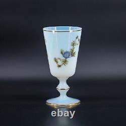 Vase ou gobelet en verre opaline ancien français blanc peint à la main 'Bulle de savon'