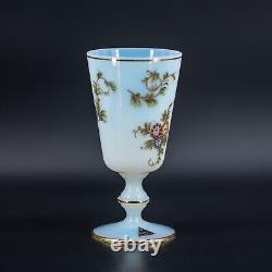 Vase ou gobelet en verre opaline ancien français blanc peint à la main 'Bulle de savon'