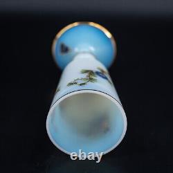 Vase ou gobelet en verre opaline ancien français blanc peint à la main 'Bulle de savon'