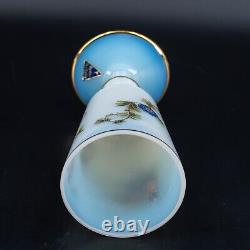 Vase ou gobelet en verre opaline ancien français blanc peint à la main 'Bulle de savon'