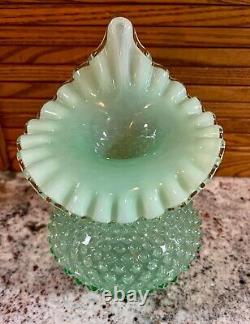 Vase tulipe Fenton WILLOW GREEN HOBNAIL OPALESCENT JACK-IN-THE-PULPIT