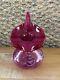 Vase Vintage Fenton Jack In The Pulpit En Opalescent Fusia Avec Plume Tirée 8,5"