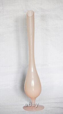Vase vintage en opaline rose italienne haute Murano 35cm 13.78in base rose