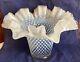 Vase Vintage En Verre D'art Fenton French Opalescent Hobnail évasé De 10 1/2 Pouces