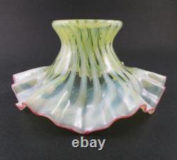 Vaseline Stripe Opalescent Rim Rim Bord Cranberry Art Antique Verre Vase