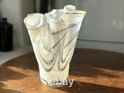 Vénitien Murano Venini Style Vintage Opalescent À La Main Fabriqué Vase Italien