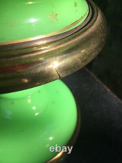 Verre Opaline Vert Français Vintage Avec Étoiles D'or