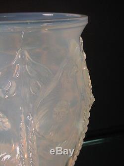 Verre Rare Sabino Art Sculptée Manta Raie Opalescent Vase Art Déco France 1930