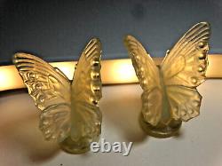 Verre d'art opalescent Vintage Sabino France Papillon à ailes ouvertes, paire de 2, 2,5 pouces.