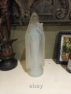 Verre opalescent Art Déco Etling France Vierge Marie / Sainte Thérèse