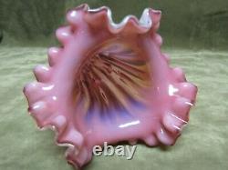 Victorian Cranberry Opalescent Thorn Design Ruffled Epergne Center Lily Vase