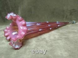 Victorian Cranberry Opalescent Thorn Design Ruffled Epergne Center Lily Vase