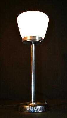 Vintage Années 1930 Art Déco Chrome Lampe Veritas Gaz Galerie Dôme Design Opaline Ombre