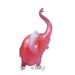Vintage Archimede Seguso Murano Éléphant Art Verre Rose Opalescent Avec Étiquette