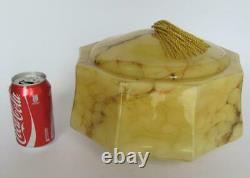 Vintage Art Deco Grande Lampe De Fixation De Lumière Jaune Opaline Verre Sconce